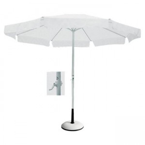 Ομπρέλα με λευκό σκελετό αλουμινίου και με ύφασμα λευκό 3x3m
