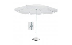 Ομπρέλα με σκελετό αλουμινίου λευκό και λευκό ύφασμα φ200 εκ