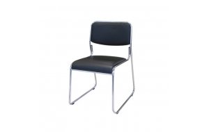 Campus καρέκλα χρωμίου με σκληρό pvc μαύρο