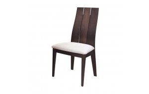 Samber καρέκλα από οξυά καρυδί σκουρόχρωμη με με ύφασμα μπεζ