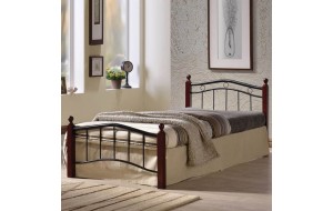Victor κρεβάτι ημίδιπλο μεταλλικό μαύρο ξύλο καρυδί 110x200 εκ