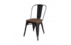 Relix wood dark oak καρέκλα μαύρη high