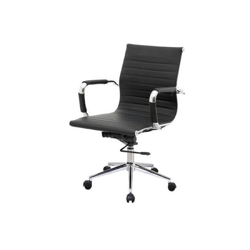 Πολυθρόνα γραφείου με χαμηλή πλάτη μαύρη 55x60x91/101 εκ