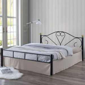 Lazar κρεβάτι διπλό μεταλλικό σφυρήλατο σε μαύρο χρώμα 160x200 εκ