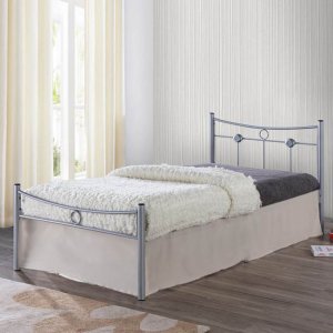 Dugan κρεβάτι μονό μεταλλικό ασημί 90x200 εκ