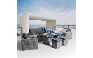 Belmar σετ 6 τεμ. Καθιστικό εξωτερικού χώρου γκρι wicker με γκρι μαξιλάρια