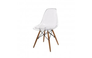 Art Wood καρέκλα διάφανη με ξύλινα πόδια σε φυσική απόχρωση