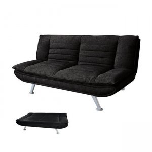 Elvira καναπές κρεβάτι ύφασμα μαύρο183x88x85 εκ.