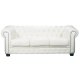 Chesterfield 689 τριθέσιος καναπές με δέρμα λευκό 201x92x72 εκ