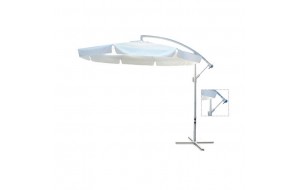 Επαγγελματική ομπρέλα παραλίας με σκελετό αλουμινίου λευκή με ύφασμα λευκό και μεταλλική βάση φ300 εκ