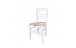 Σιφνοσ καρέκλα από ψάθα με εμποτις μένη λάκα λευκή
