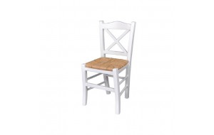 Metro ξύλινη λευκή καρέκλα με ψάθινο κάθισμα 43x47x88 εκ