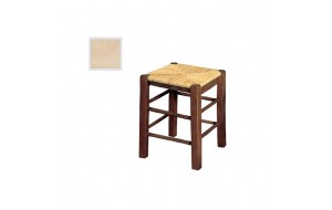 Βοηθητικό ξύλινο σκαμπό με ψάθινο κάθισμα 35x35x50 εκ
