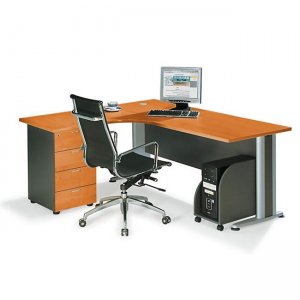 Γραφείο superior compact σκούρο γκρι και κερασί 180x70 και 150x60 εκ.