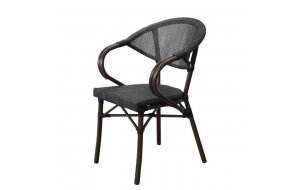 Costa πολυθρόνα αλουμίνιο καφέ με textilene μαύρο