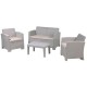 Savanna set τραπέζι και 2θέσιοι και 2 πολυθρόνες pp sand grey με μαξιλάρι μπεζ