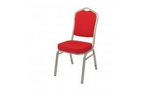 Hilton καρέκλα μεταλλική light gold με ύφασμα κόκκινο