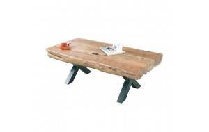 Village τραπέζι σαλονιού 118x60x40cm ακακία φυσικό χρώμα και μέταλλο