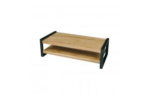 Vigor τραπέζι σαλονιού 100x45x45cm ακακία φυσικό χρώμα και μέταλλο μαύρο