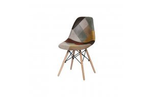 Art wood καρέκλα pp, με ύφασμα patchwork καφέ