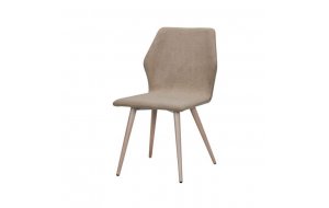 Μεταλλική καρέκλα Leto με βαφή σε φυσική απόχρωση και ταπετσαρία υφασμάτινη σε ανοιχτό καφέ