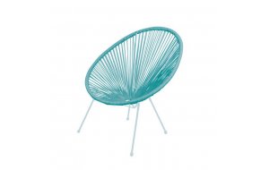 Acapulco πολυθρόνα από λευκό μέταλλο και rattan μπλε 73x76x89 εκ
