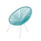 Acapulco πολυθρόνα από λευκό μέταλλο και rattan μπλε 73x76x89 εκ