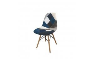 Art Wood καρέκλα pp με ύφασμα patchwork blue