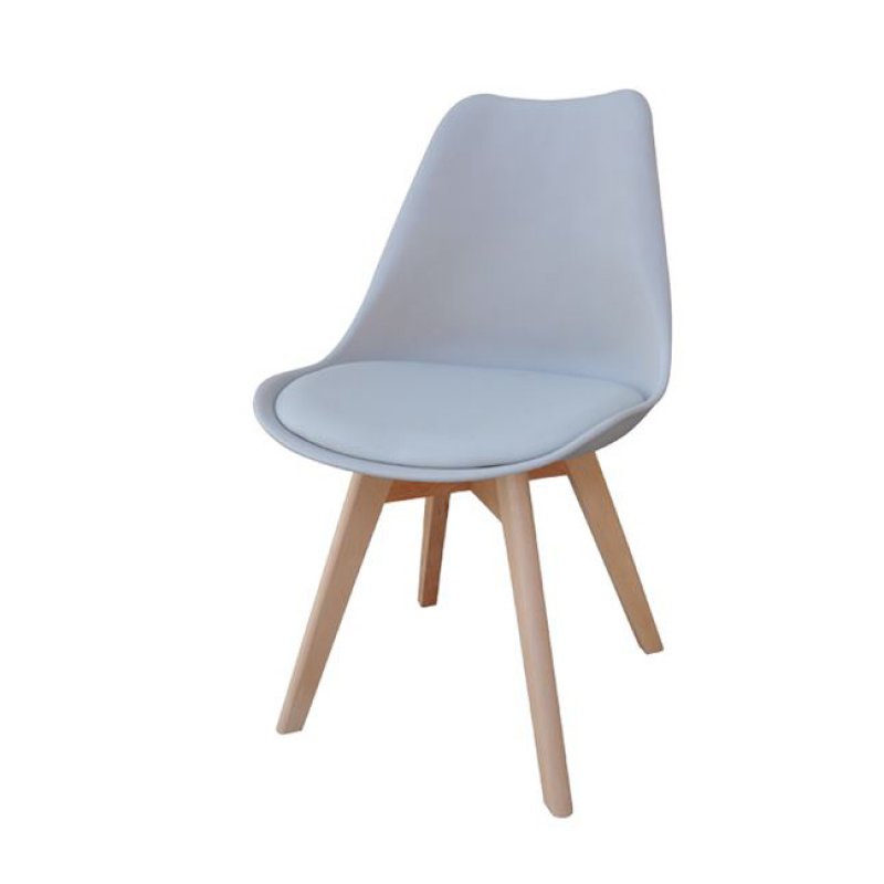 Minimal καρέκλα γκρι pp με ξύλινα πόδια σε φυσική απόχρωση