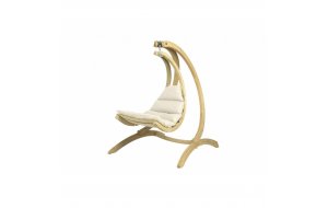 Αιώρα κάθισμα Swing Chair κούνια ξύλινη με εκρού μαξιλάρι 73x116x177 εκ