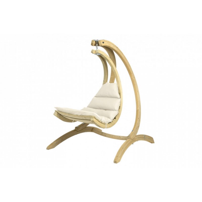 Αιώρα κάθισμα Swing Chair κούνια ξύλινη με εκρού μαξιλάρι | Echo Deco