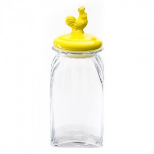 Δοχείο γυάλινο για δημητριακά Rooster με κίτρινο καπάκι 10