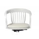 Καρέκλα γραφείου ξύλινη περιστρεφόμενη με δερμάτινο κάθισμα σε λευκή πατίνα 54x46x80 εκ | Echo Deco