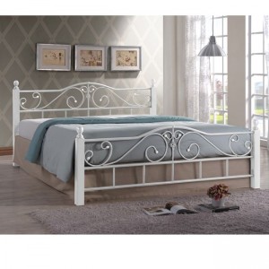Adel κρεβάτι διπλό μεταλλικό λευκό για στρώμα 160x200 εκ