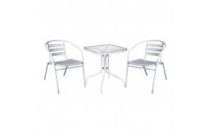 Baleno funky set κήπου με  τραπέζι και δύο πολυθρόνες από μέταλλο σε λευκό χρώμα