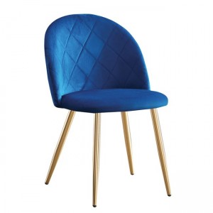 Bella καρέκλα τραπεζαρίας με σκελετό σε χρυσή απόχρωση και μπλε ύφασμα velure 50x56x80 εκ