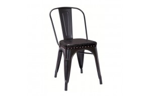 Relix καρέκλα με μεταλλικό σκελετό σε μαύρο matte χρώμα και κάθισμα pu μαύρο 45x51x82 εκ