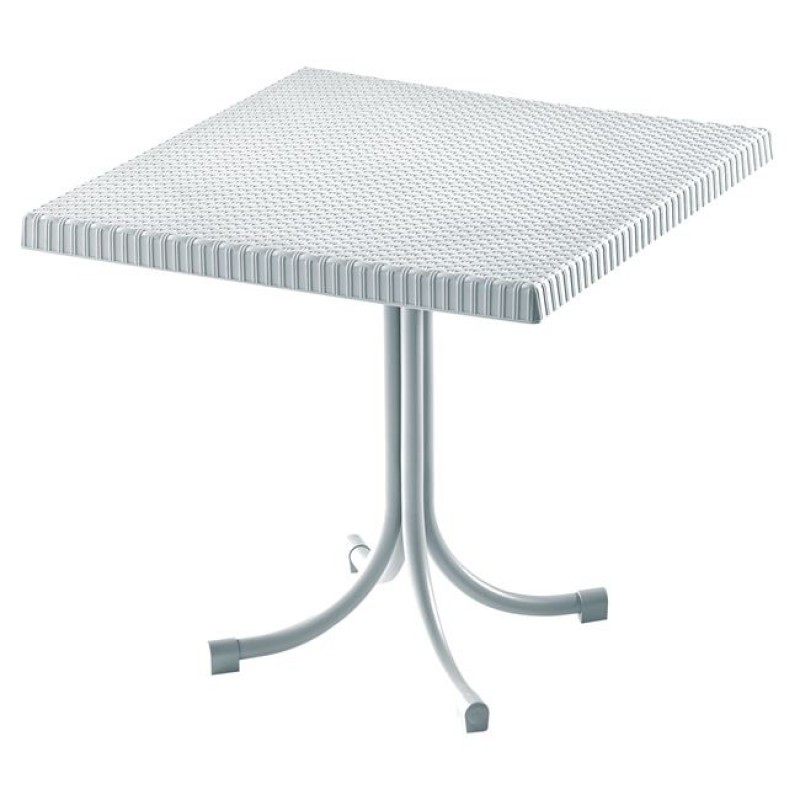 Rony τραπέζι εξωτερικού χώρου λευκό με μεταλλική βάση 80x80x73 εκ