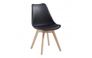 Martin καρέκλα με ξύλινα πόδια και pp κάθισμα σε μαύρο χρώμα 48x56x82 εκ