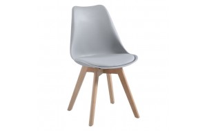Martin καρέκλα με ξύλινα πόδια και pp κάθισμα σε γκρι χρώμα 48x56x82 εκ