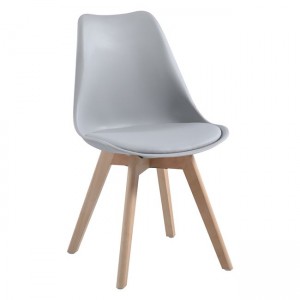 Martin καρέκλα με ξύλινα πόδια και pp κάθισμα σε γκρι χρώμα 48x56x82 εκ