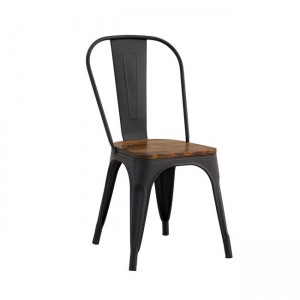 Relix καρέκλα Wood Dark Oak κάθισμα με μεταλλική μαύρη πλάτη και πόδια 45x83x85 εκ