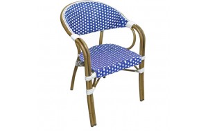 Πολυθρόνα Vegera αλουμινίου καρυδί με επένδυση textilene σε χρώμα μπλε λευκό 57x59x84 εκ