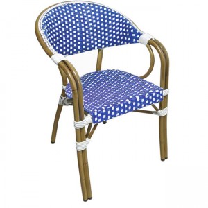 Πολυθρόνα Vegera αλουμινίου καρυδί με επένδυση textilene σε χρώμα μπλε λευκό 57x59x84 εκ