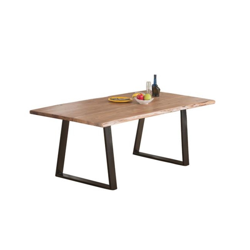 Lizard Slim τραπέζι κουζίνας με ξύλο ακακίας φυσικό και μαύρα πόδια μεταλλικά 200x100x78 εκ