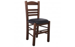 Σίφνος καρέκλα από οξιά σε καρυδί απόχρωση και μαύρο κάθισμα pu 41x45x88 εκ 