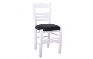 Σίφνος καρέκλα από οξιά σε λευκή απόχρωση και μαύρο κάθισμα pu 41x45x88 εκ 