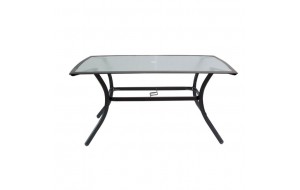 Astor τραπέζι Dining με μεταλλικά πόδια ανθρακί και γυάλινη επιφάνεια 150x90x70 εκ