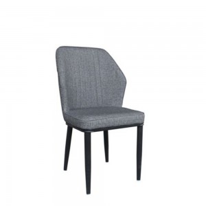 Delux καρέκλα Linen pu ανθρακί κάθισμα με  μεταλλικά μαύρα πόδια 49x51x89 εκ