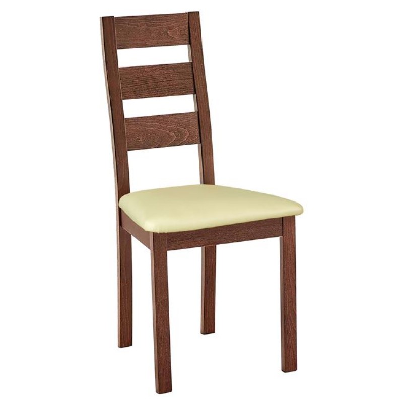 Miller καρέκλα από ξύλο οξιάς σε καρυδί απόχρωση pvc 45x52x97 εκ